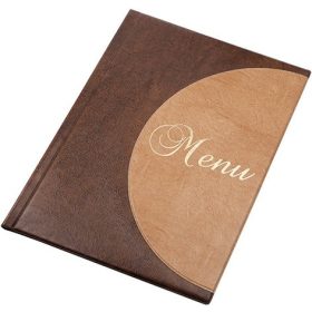   Étlaptartó, A4, bőrhatású, PANTA PLAST "Félkör Menu" , sötétbarna-világos barna