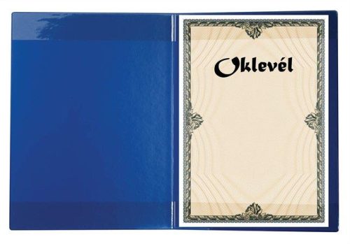 Oklevéltartó, plüss, A4, VICTORIA, kék