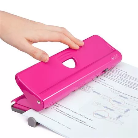 Lyukasztó, négylyukú, 22 lap, fém, RAPESCO "720", pink
