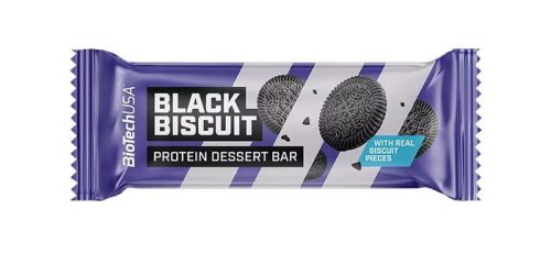Fehérjeszelet, gluténmentes, 50g, BIOTECH USA "Protein Dessert Bar", Black Biscuit