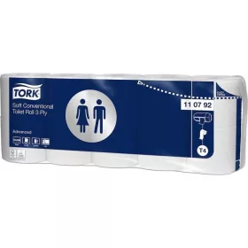   Toalettpapír, T4 rendszer, 3 rétegű, 12, 5 cm átmérő, Advanced, TORK "Soft", fehér