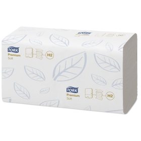   Kéztörlő, Interfold hajtás, 2 rétegű, 100 lap, H2 rendszer, Premium, TORK "Xpress® Soft Multifold", fehér