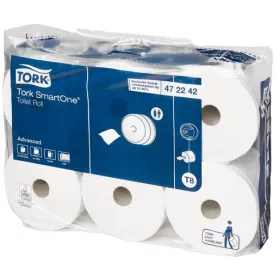   Toalettpapír, T8 rendszer, 2 rétegű, 19,9 cm átmérő, TORK "SmartOne®", fehér