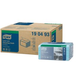   Tisztítókendő, szöszszegény, hajtogatott, 1 rétegű, W8 rendszer, TORK, türkiz
