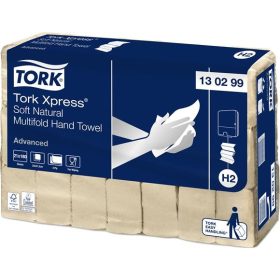   Kéztörlő, Interfold hajtás, 2 rétegű, 180 lap, H2 rendszer, Advanced, TORK "Xpress® Soft Multifold", natúr