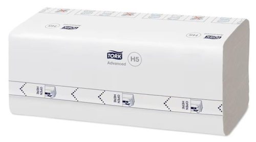 Kéztörlő, hajtogatott, H5 rendszer, 1 rétegű, Advanced, TORK "PeakServe", fehér-szürke nyomat