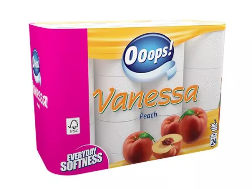 Toalettpapír, 3 rétegű, 24 tekercses, OOOPS "Vanessa"