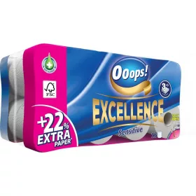   Toalettpapír, 3 rétegű, 16 tekercses, OOOPS "Excellence"