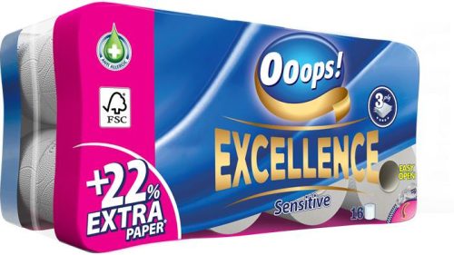 Toalettpapír, 3 rétegű, 16 tekercses, OOOPS "Excellence"