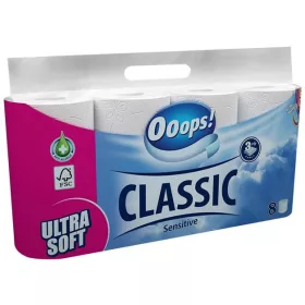   Toalettpapír, 3 rétegű, 8 tekercses, OOOPS "Classic", sensitive