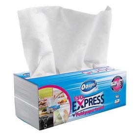   Háztartási papírtörlő, 2 rétegű, 150 lap, V-hajtogatott, OOOPS "Express"