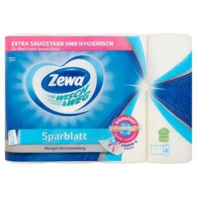   Háztartási papírtörlő, 2 rétegű, 4 tekercses, ZEWA "Wisch&Weg sparblatt"