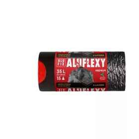   Szemeteszsák, zárószalagos, 35 l, 15 db, ALUFIX "Aluflexy"