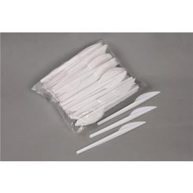   Kés, műanyag, többször használatos, 17 cm, 40 db "Prima", fehér