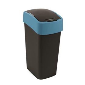   Billenős szemetes, 45 liter, CURVER "Pacific flip bin", fekete/kék