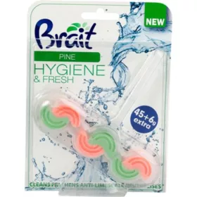   WC tisztító blokk, 2 fázisú, 3x45 g, "Brait Hygiene and fresh", fenyő