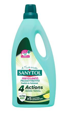 Felület tisztító-és fertőtlenítőszer, 1 l, SANYTOL "4 Actions", lime