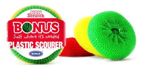 Műanyag súroló, 3 db, BONUS, vegyes színek