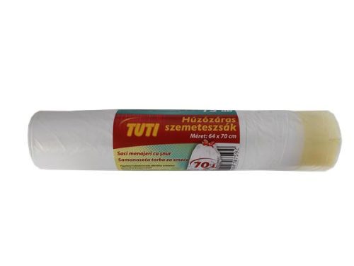 Szemeteszsák, zárószalagos, 70 l, 15 db, "Tuti"