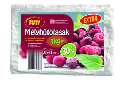 Mélyhűtőzacskó, 3kg, 30 db, "Tuti"