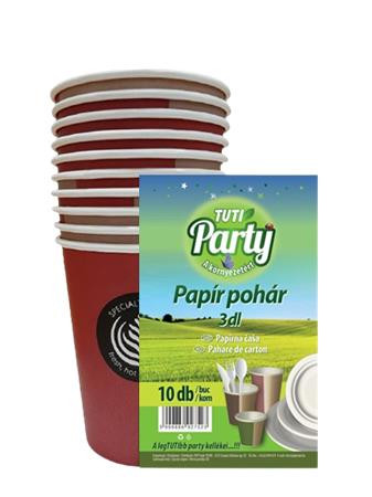 Papír pohár, 3 dl, 10 db, "Tuti party"