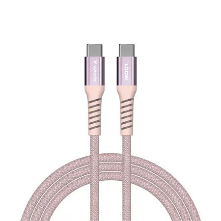 USB kábel, USB-C - USB-C, 1,2 m, 100W, mágneses, VERBATIM, rózsaszín