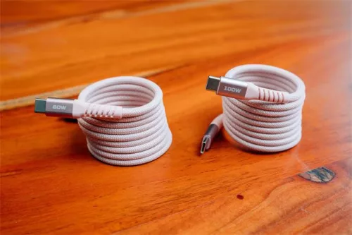 USB kábel, USB-C - USB-C, 1,2 m, 100W, mágneses, VERBATIM, rózsaszín