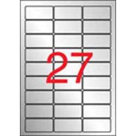   Etikett, 63,5x29,6 mm, poliészter, időjárásálló, kerekített sarkú, APLI, ezüst, 540 etikett/csomag