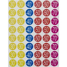   Etikett, árengedmény, 24 mm, kör, színes, APLI, 240 etikett/csomag, -20-50%