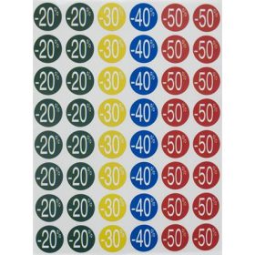   Etikett, árengedmény, 24 mm, kör, színes, APLI, 240 etikett/csomag, -30-70%