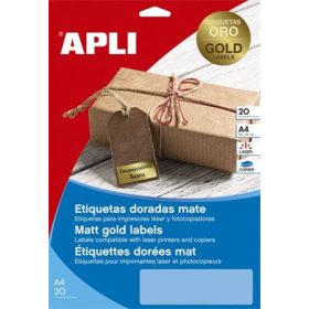   Etikett, lézernyomtatókhoz és fénymásológépekhez, 63,5x29,6 mm, APLI,  matt, arany színű, 540 etikett/csomag