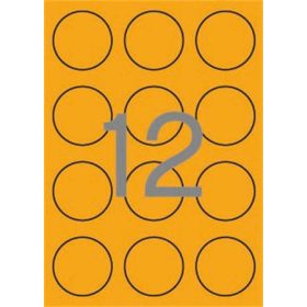   Etikett, 60 mm kör, színes, APLI, neon narancs, 240 etikett/csomag