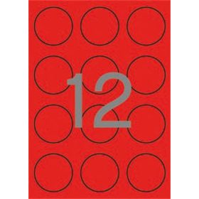   Etikett, 60 mm kör, színes, APLI, neon piros, 240 etikett/csomag