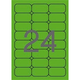   Etikett, 64x33,9 mm, színes, kerekített sarkú, APLI, neon zöld, 480 etikett/csomag