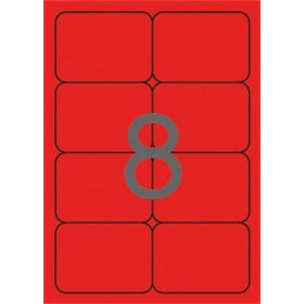   Etikett, 99,1x67,7 mm, színes, kerekített sarkú, APLI, neon piros, 160 etikett/csomag