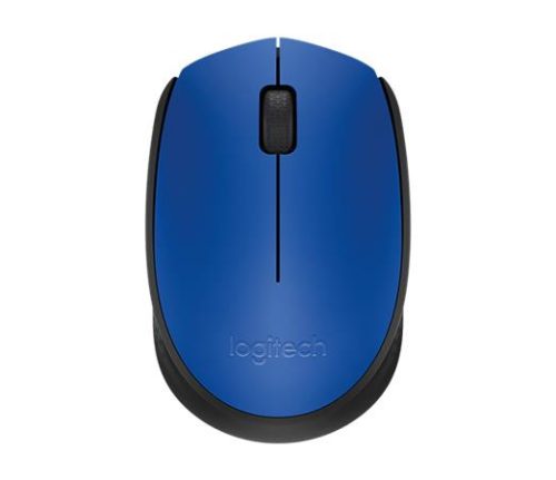 Egér, vezeték nélküli, optikai, közepes méret, USB, LOGITECH "M171", kék