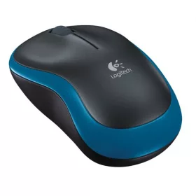   Egér, vezeték nélküli, optikai, közepes méret, USB, LOGITECH "M185", kék