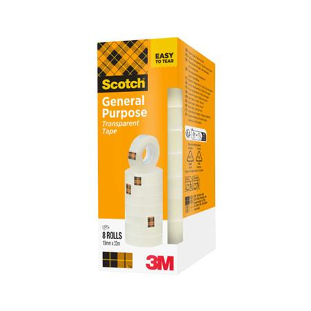 Ragasztószalag, 19 mm x 33 m, 3M SCOTCH, átlátszó