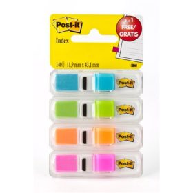   Jelölőcímke adagolóban, műanyag, 4x35 lap, 12x43 mm, 3M POSTIT, élénk színek