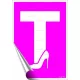 Információs matrica, 25x17,5 cm, tanuló vezető T betű, női, pink