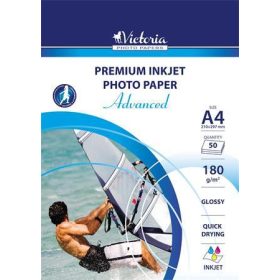   Fotópapír, tintasugaras, A4, 180 g, fényes, VICTORIA "Advanced"