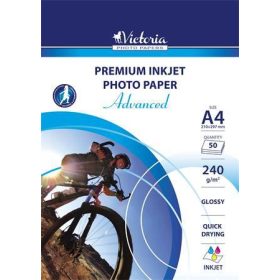   Fotópapír, tintasugaras, A4, 240 g, fényes, VICTORIA "Advanced"