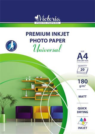 Fotópapír, tintasugaras, A4, 180 g, matt, VICTORIA "Universal"