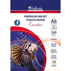   Fotópapír, tintasugaras, A6, 260 g, magasfényű, VICTORIA "Executive"