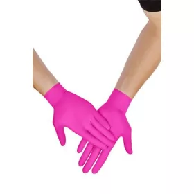   Védőkesztyű, egyszer használatos, nitril, M méret, 100 db, púder nélküli, magenta