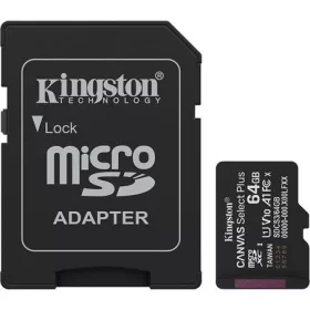   Memóriakártya, microSDXC, 64GB, C10/UHS-I/U1-U3/V10-V30/A1, Gen3, adapter, KINGSTON "Canvas Select Plus"