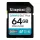 Memóriakártya, SDXC, 64GB, C10/UHS-I/U3/V30, Gen4,KINGSTON "Canvas Go! Plus"