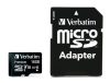 Memóriakártya, microSDHC, 16GB, CL10/U1, 45/10 MB/s, adapter, VERBATIM "Premium"