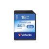 Memóriakártya, SDHC, 16GB, CL10/U1, 80/10 MB/s, VERBATIM "Premium"