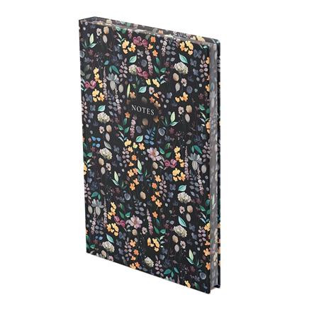Jegyzetfüzet, A5, vonalas, 96 lap, TOPTIMER "Notes", fekete virágos